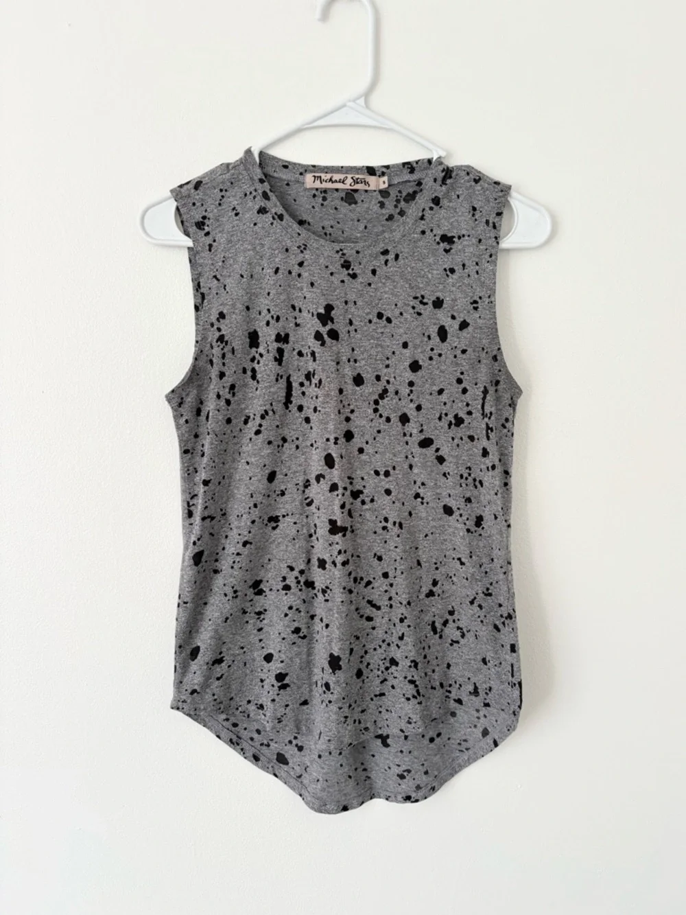 Michael Stars Grey Black Muscle Splatter Burnout Tank Top Size Small - Picture 3 of 8